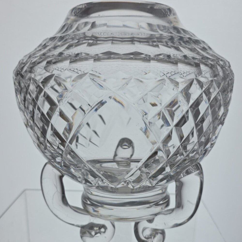 Hand cut glass rose bowl signed